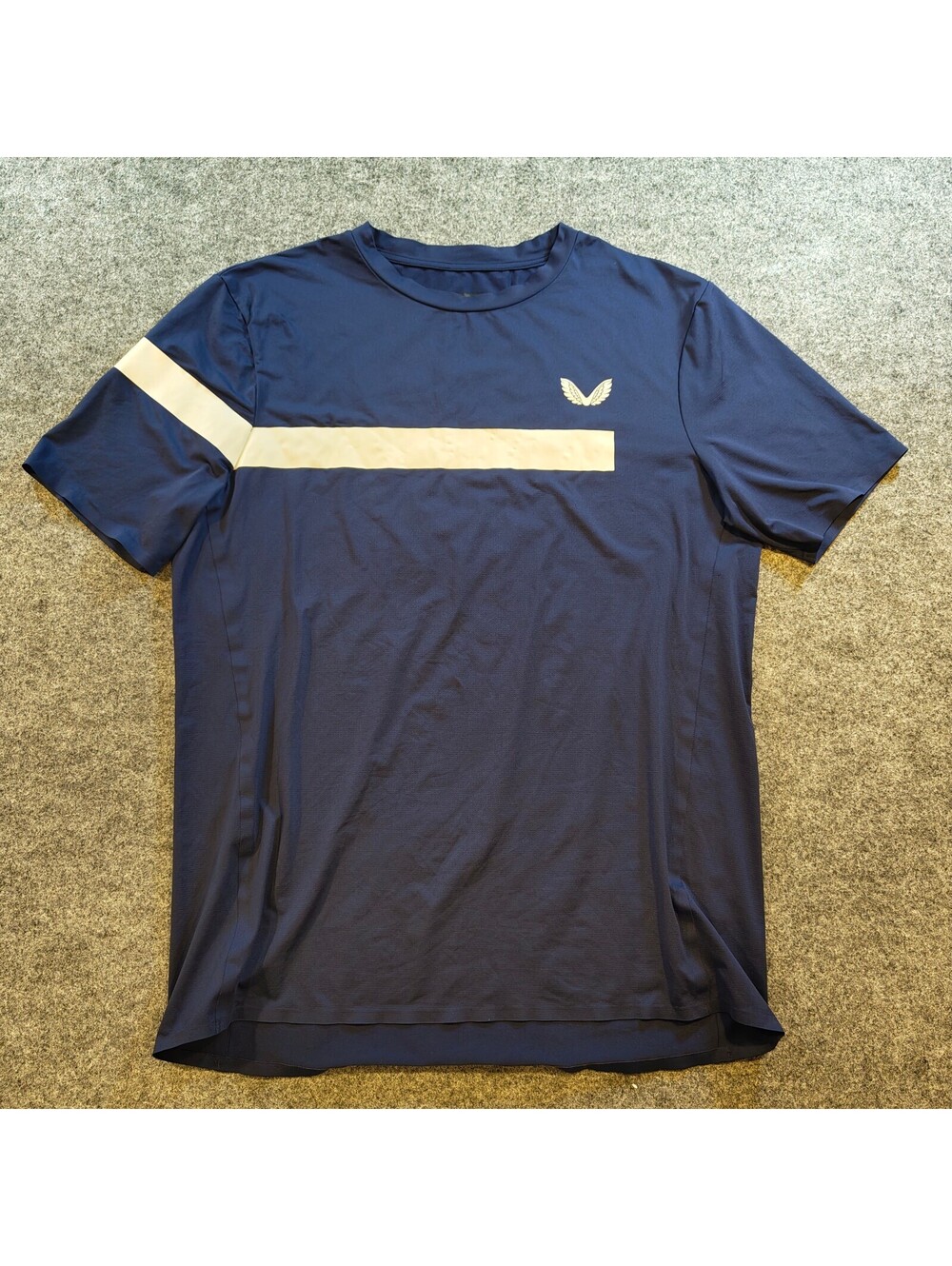 Castore Men’s Performance Shirt L Navy Training Top w/ Chest Stripe & Logo